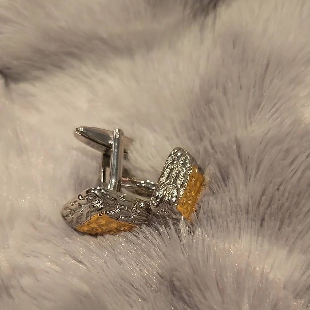 Gold & Silver Color Stainless Steel Cuff Links Brand New In Box
